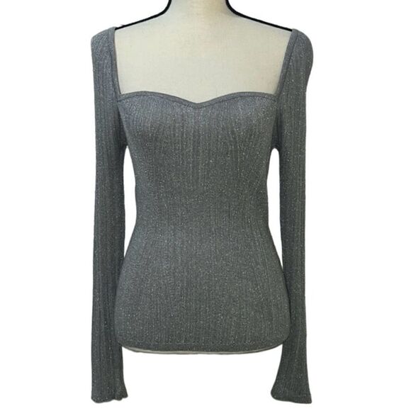 Banana Republic Metallic Sweetheart Ribbed Knit Sweater - Picture 1 of 10